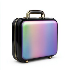 Iridescent Black Cosmetic Case with Gold Hardware