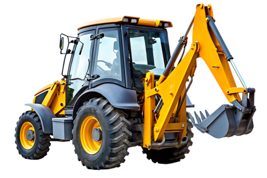 land vehicle backhoe loader isolated on white background PNG ,ai generated