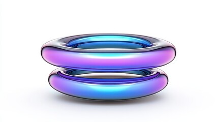 Iridescent Blue and Purple Overlapping Rings Abstract 3D Render