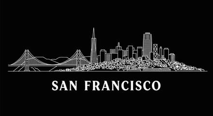San Francisco Skyline Outline with USA.