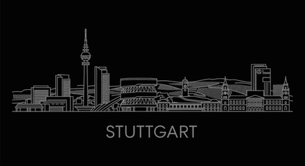 Fototapeta premium Stuttgart Skyline with Germany, Cityscape, and Line Art.