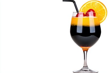 Layered Orange and Black Cocktail in a Stemmed Glass