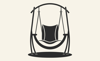 Swing chair silhouette, hanging seat vector, garden furniture icon, relaxing swing graphic