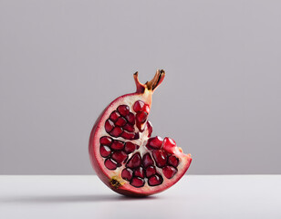 A red pomegranate cracked open showing the seeds inside, isolated on clean background, sharp detail