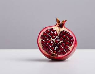 A red pomegranate cracked open showing the seeds inside, isolated on clean background, sharp detail