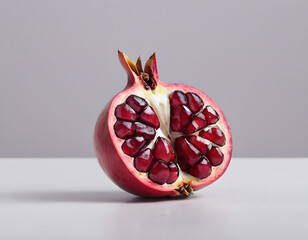 A red pomegranate cracked open showing the seeds inside, isolated on clean background, sharp detail