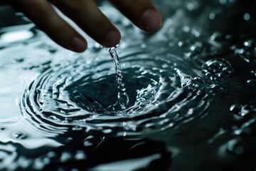Close-up view of water ripples and droplets.