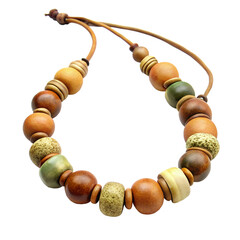 Handmade clay bead necklace with round shapes