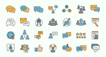 Collection of Colorful Communication and Social Media Icons