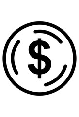 Dollar symbol in a circle, representing money and finance.
 Iconic currency mark for wealth and global transactions.
