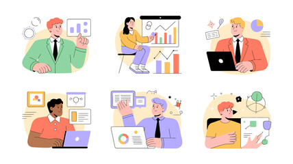 Diverse Professionals Engaging in Business, Data Analysis, and Technology