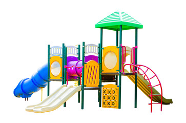 Colorful children playground isolated on transparent background.