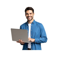 Untitled design - Focused Young Man in Hoodie Working on Laptop, Transparent Background.