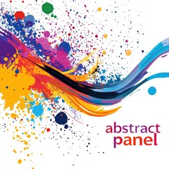 Vibrant abstract panel with splattered paint and flowing lines