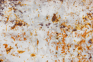 rusty flat sheet steel with peeling white paint