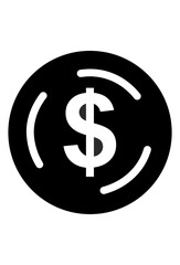 Dollar sign in circle icon, representing finance or payment.
Circular money symbol graphic, indicating currency or transactions.

