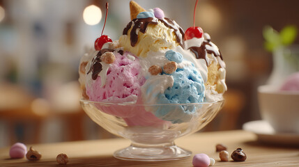 Delicious ice cream scoops in a photorealistic presentation