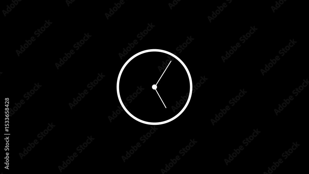 Poster animated white circular timer countdown on black background simple elegant modern design. icon symbo