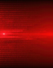 A vibrant red background filled with cascading binary code numbers, creating a dynamic and tech-inspired visual that evokes a sense of digital innovation.