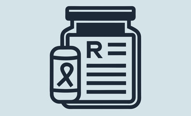 Pill bottle outline, medicine container icon, pharmaceutical jar vector