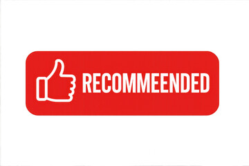 Red and white "Recommended" logo isolated on transparent background.