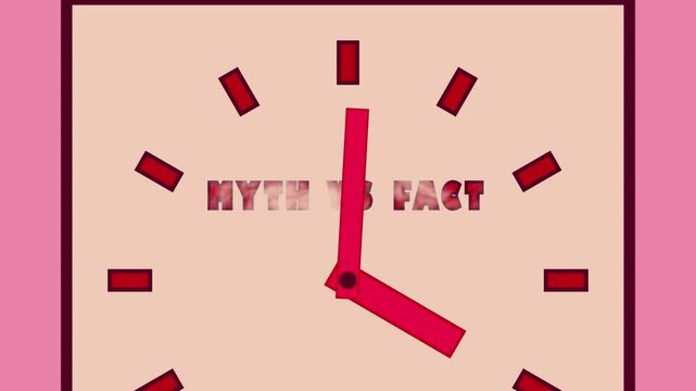 Animation of the concept text MYTH VS FACT. Business, financial and fact vs myth concept. Copy space