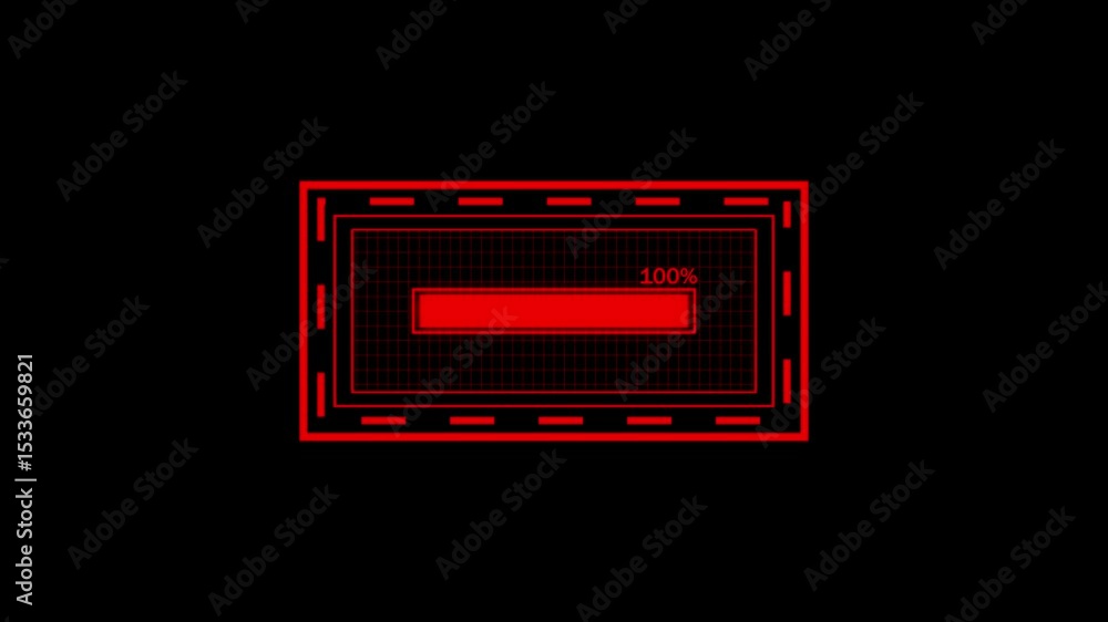 Fototapete animated red loading bar on black background with percentage for digital progress display. progress 