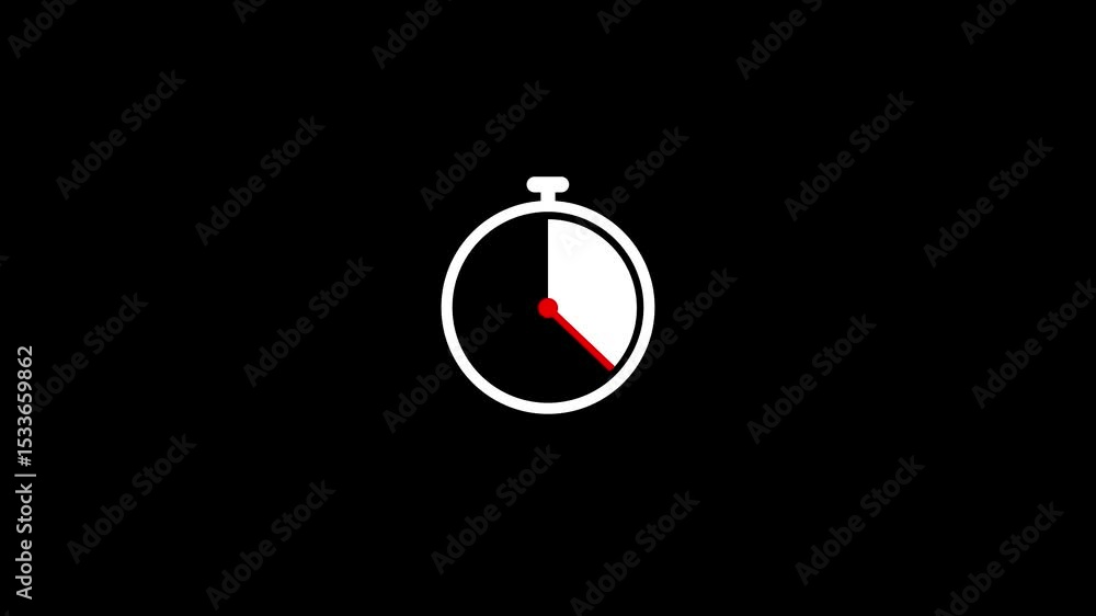 Aufkleber minimalistic stopwatch graphic showing time passing on a black background for timing and deadlines