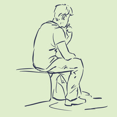 a man is sitting and waiting vector for illustration card decoration