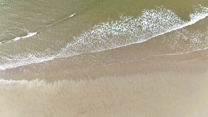 Sandy beach on the North Sea coast photographed with a drone