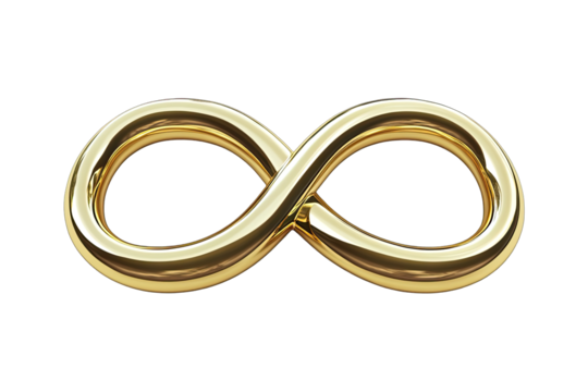 Golden infinity symbol, 3D render