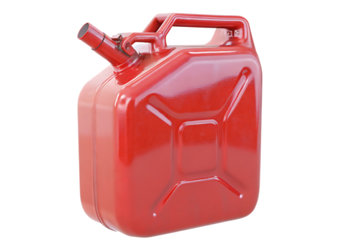     red gasoline canister with handle isolated on white background PNG ,ai generated