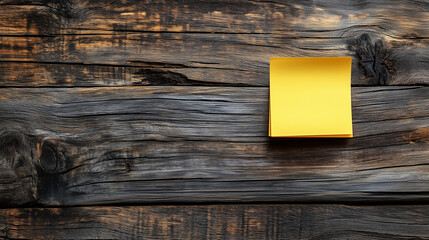 blank post it notes or blank yellow sticky note on brown wooden board background, sticky note mock up