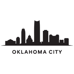 Naklejka premium Vector Oklahoma City skyline. Travel Oklahoma City famous landmarks. Business and tourism concept for presentation, banner, web site. Vector black silhouette. with white background