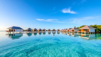 Luxury overwater bungalows tropical island resort