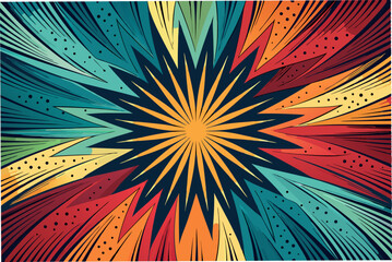 Create an abstract image depicting a vibrant color explosion with dynamic, bold motion lines, suggesting energy and movement.  Focus on a striking visual impact.