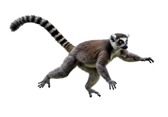 Ring-tailed Lemur in Motion: Stunning Wildlife Photography on white background