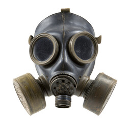 Vintage World War II Gas Mask Front View on Transparent Background