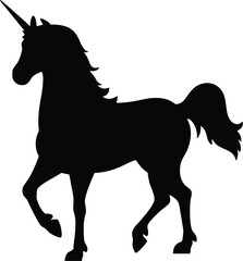 unicorn silhouette, fantasy animal design, magic horse, vector illustration