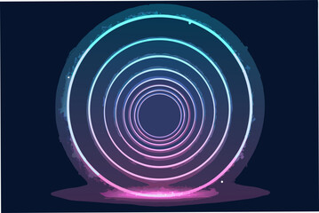 Create a vibrant image of concentric glowing rings with a gradient glow, featuring a subtle 'L' shape incorporated into the design.  Emphasis on smooth transitions and a futuristic aesthetic.