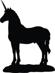 unicorn silhouette, fantasy animal design, magic horse, vector illustration