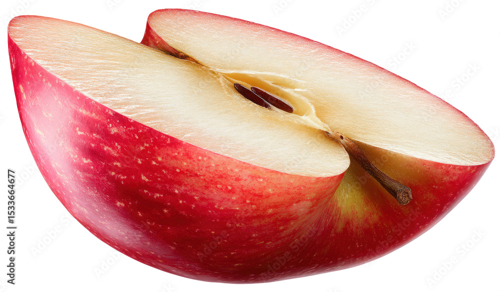 Poster half of a red apple with seeds on transparent background