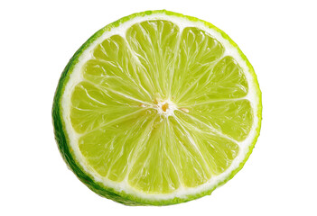 Vibrant Lime Slice Close Up Detail on Transparent Background