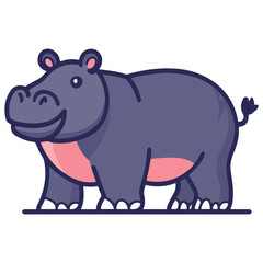 Fototapeta premium hippopotamus, animal, vector, transparent background, creature, mammal, hippo, cute, nature, wildlife, isolated, big, fat, zoo, wild