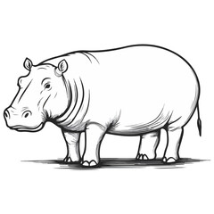 Fototapeta premium hippopotamus, animal, vector, transparent background, creature, mammal, hippo, cute, nature, wildlife, isolated, big, fat, zoo, wild
