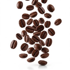 Obraz premium Roasted Coffee Beans: Falling Beans, Beverage Photography, Cafe Menu Design