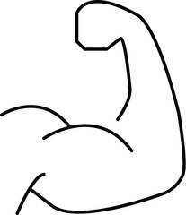 Muscle Arm Icon – Strength, Bodybuilding and Fitness Outline Vector
