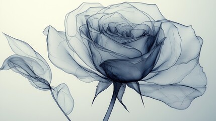 A delicate, blue rose, rendered in a semi-transparent style,  creating an ethereal and artistic image.