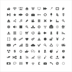 Black and white icon set for web business and media design