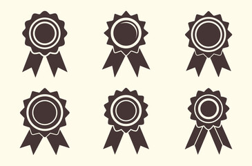 Award ribbon silhouette, Award ribbon set, medal badge vector